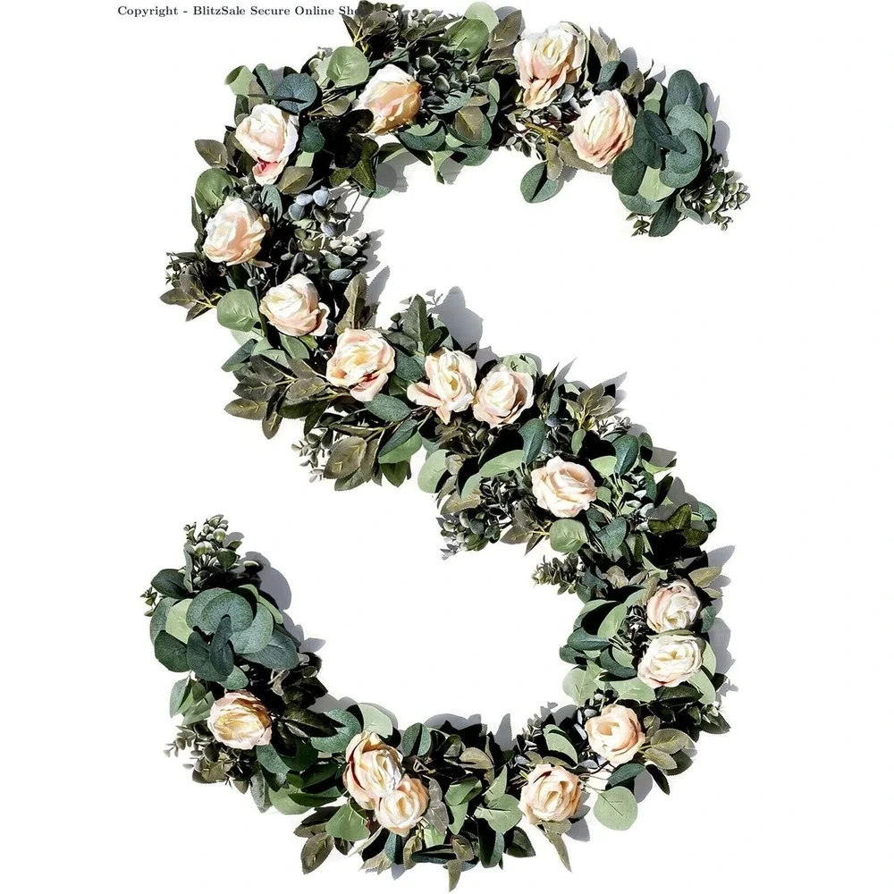 Premium Cream Rose & Greenery Letter Wreath - Home Accents